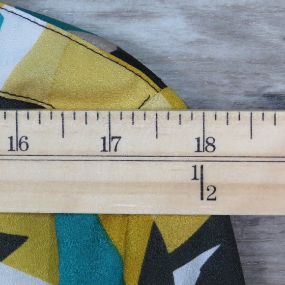 Calvin‎ Klein* Women's Long Sleeve Button Down V-Neck Blouse Large Multicolor - Picture 6 of 9